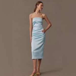 NWT - BHLDN Selena Strapless Stretch Satin Midi Dress
